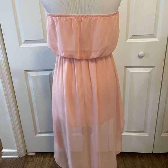 Women  Strapless Blouse High Low Poetry Coral Pink size large - Picture 4 of 7